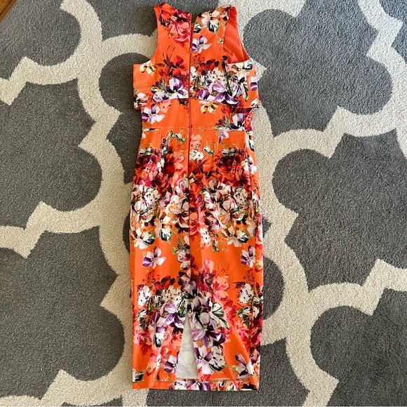 EUC Gorgeous orange floral midi dress - Picture 4 of 4